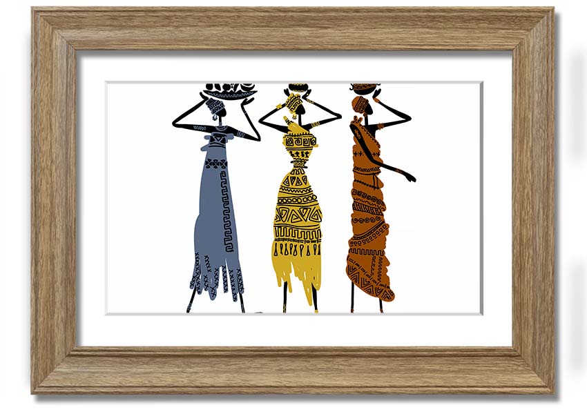 Framed print of African Tribal Art 29 showcasing vibrant colors and intricate patterns, ready to hang.