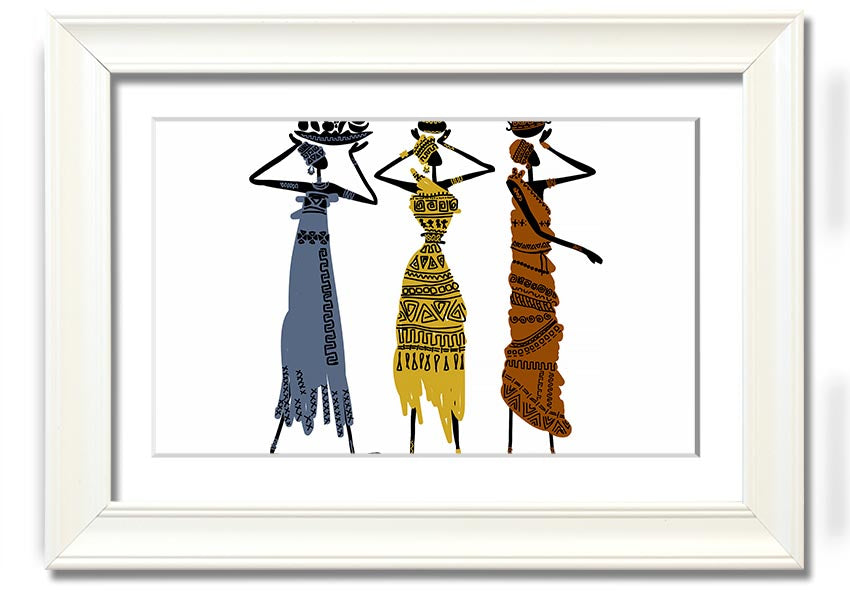 Framed print of African Tribal Art 29 showcasing vibrant colors and intricate patterns, ready to hang.