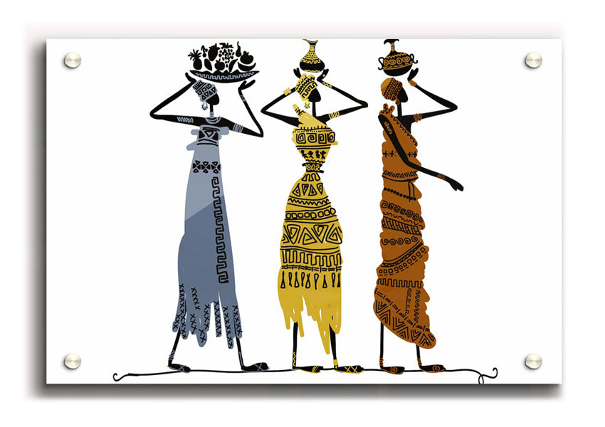 A vibrant acrylic print of African Tribal Art 29 showcasing intricate tribal designs on 5mm thick acrylic glass.