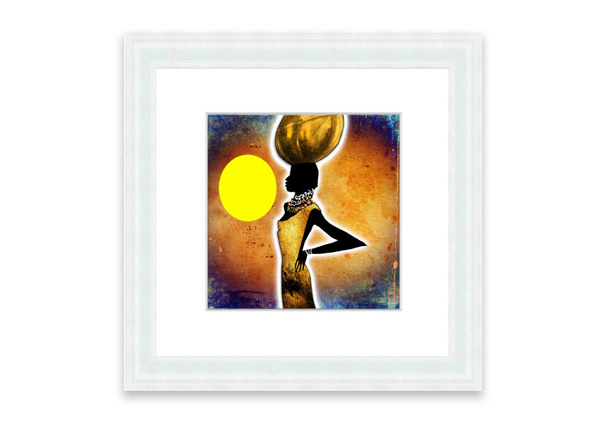 Framed print of African Tribal Art 3 featuring intricate tribal designs, available in various frame colors.