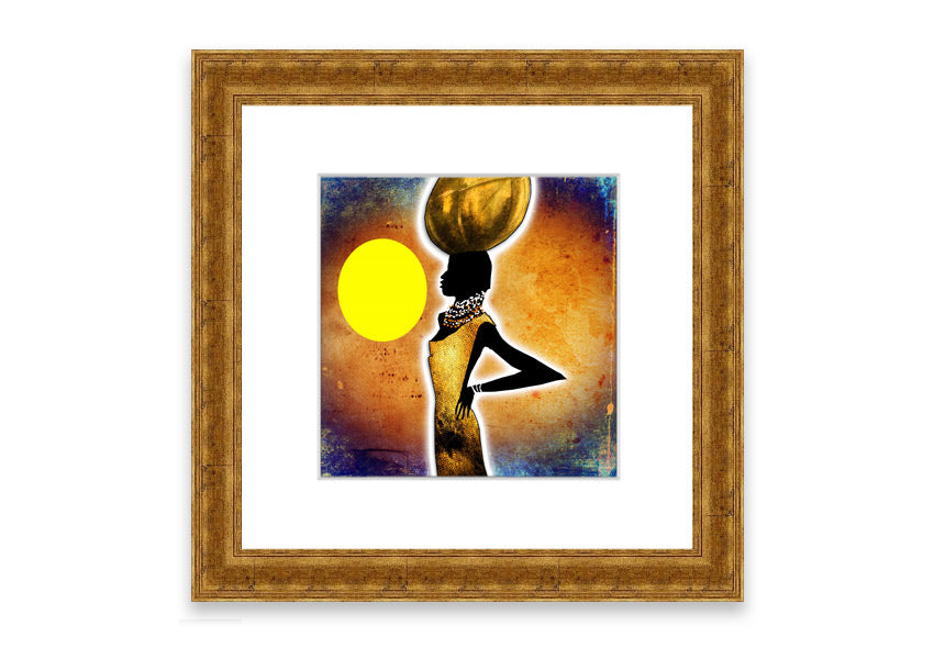 Framed print of African Tribal Art 3 featuring intricate tribal designs, available in various frame colors.