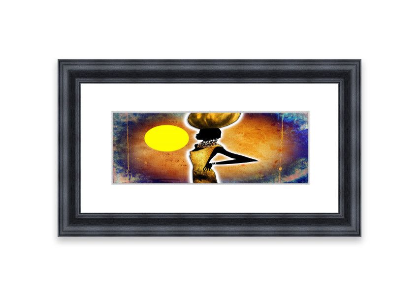 Framed print of African Tribal Art 3 featuring intricate tribal designs, available in various frame colors.