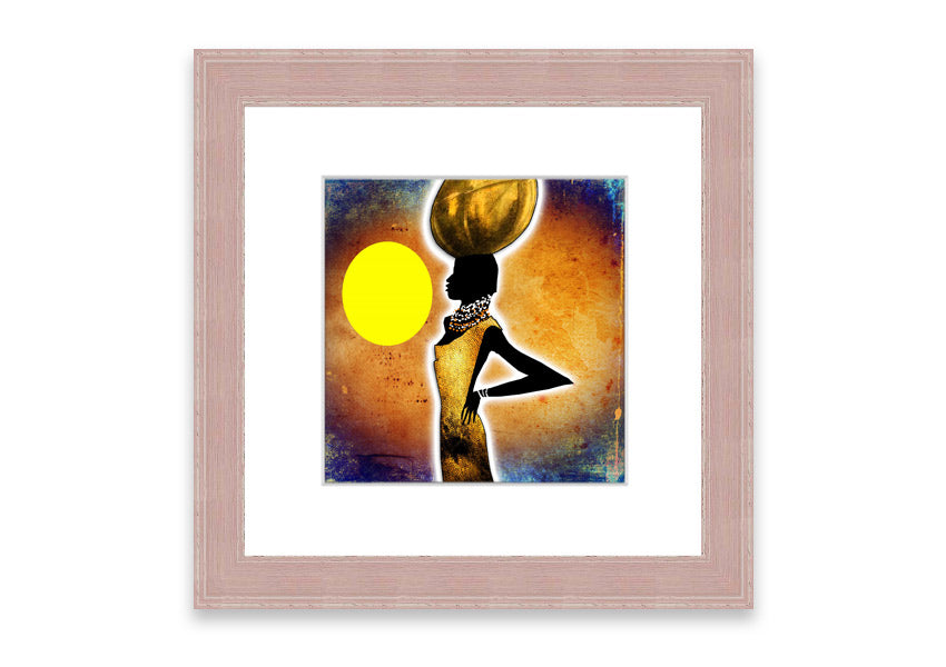 Framed print of African Tribal Art 3 featuring intricate tribal designs, available in various frame colors.