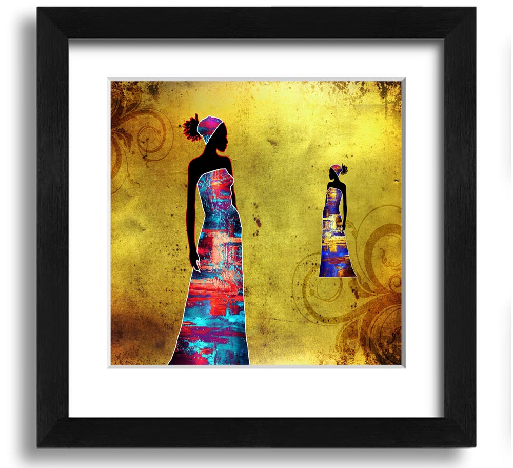 African Tribal Art 4 square framed print, showcasing vibrant colors and intricate designs, ready to hang in various frame colors.