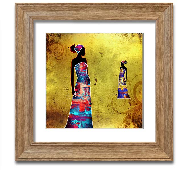 African Tribal Art 4 square framed print, showcasing vibrant colors and intricate designs, ready to hang in various frame colors.