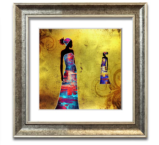 African Tribal Art 4 square framed print, showcasing vibrant colors and intricate designs, ready to hang in various frame colors.