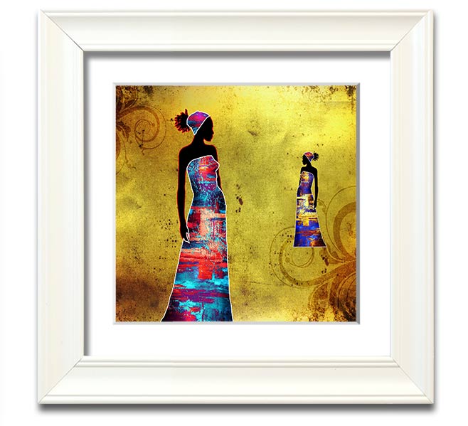 African Tribal Art 4 square framed print, showcasing vibrant colors and intricate designs, ready to hang in various frame colors.