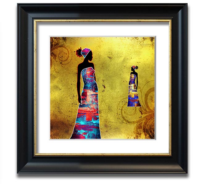 African Tribal Art 4 square framed print, showcasing vibrant colors and intricate designs, ready to hang in various frame colors.