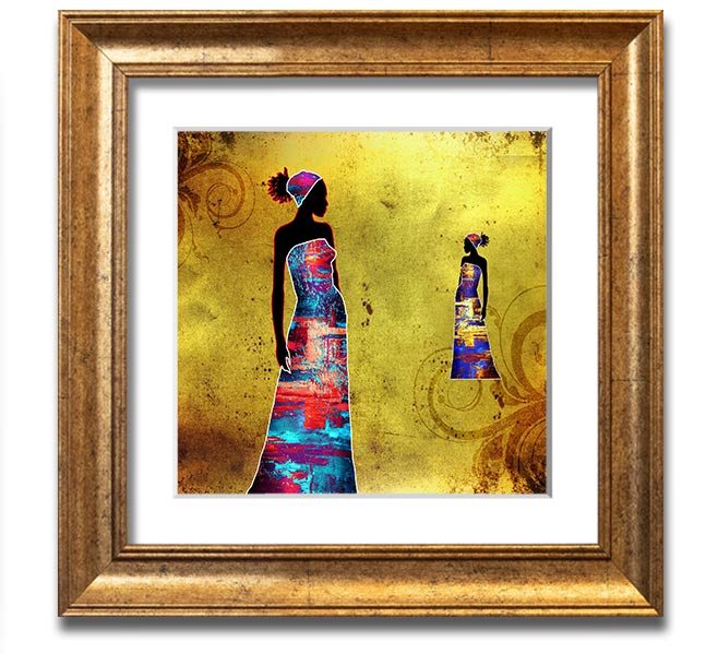 African Tribal Art 4 square framed print, showcasing vibrant colors and intricate designs, ready to hang in various frame colors.