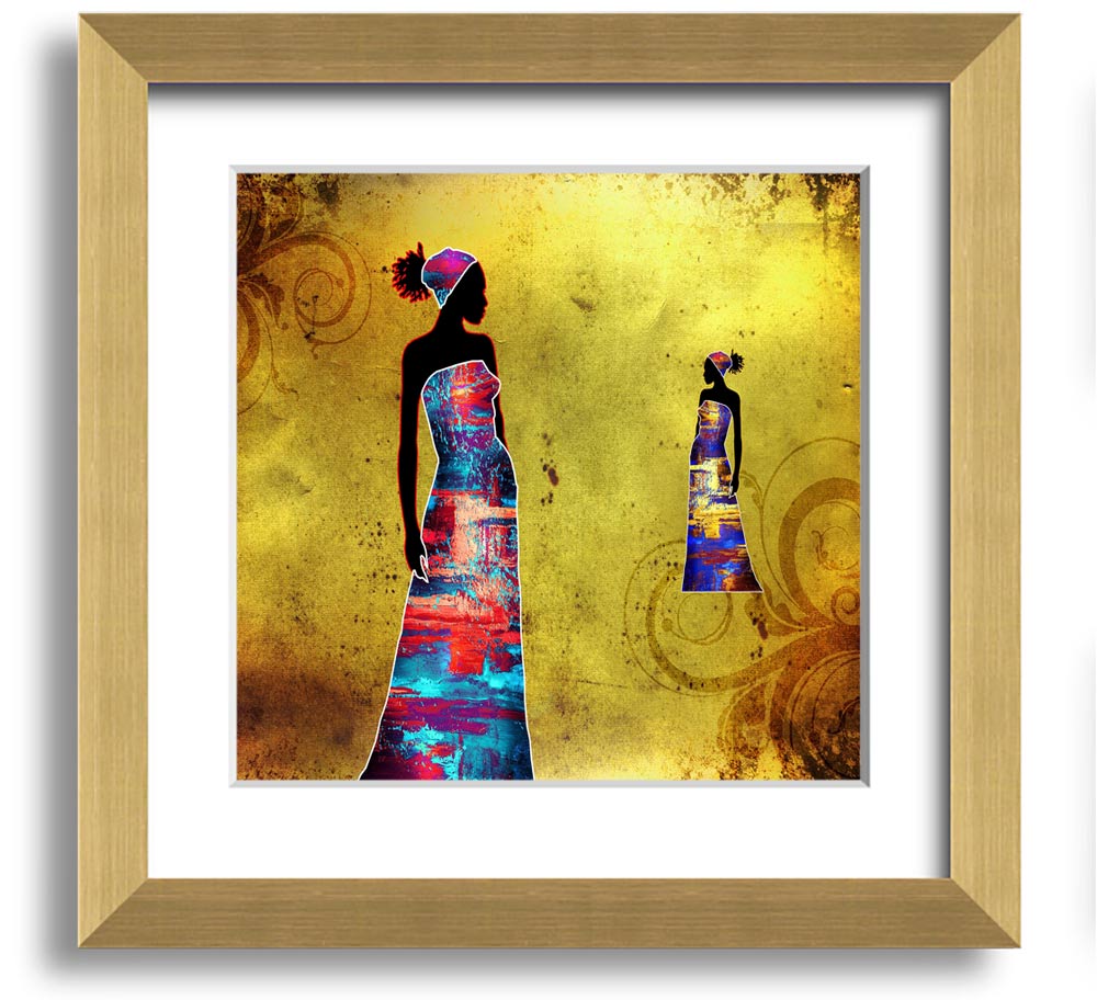 African Tribal Art 4 square framed print, showcasing vibrant colors and intricate designs, ready to hang in various frame colors.