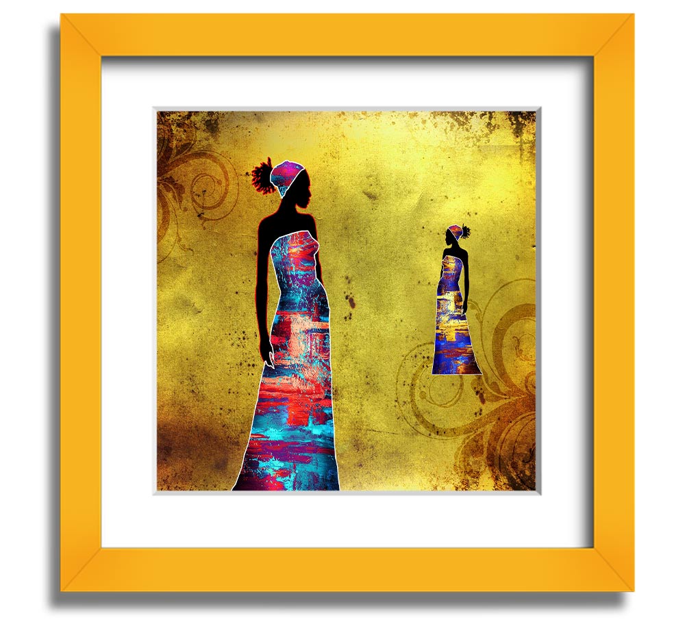 African Tribal Art 4 square framed print, showcasing vibrant colors and intricate designs, ready to hang in various frame colors.