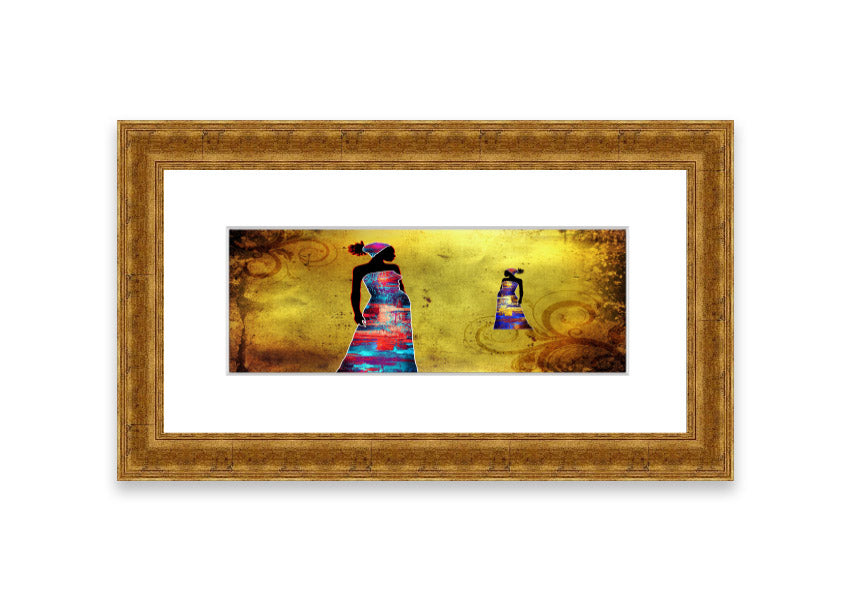 Framed print of African Tribal Art 4, showcasing vibrant colors and intricate designs, ready to hang.