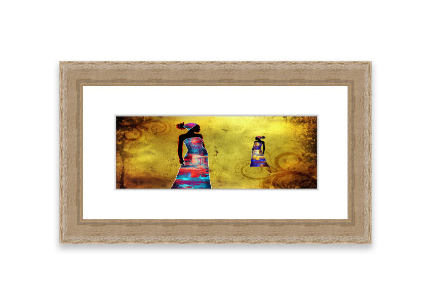 Framed print of African Tribal Art 4, showcasing vibrant colors and intricate designs, ready to hang.