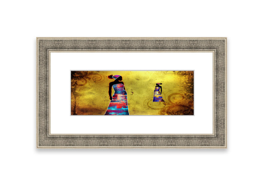 Framed print of African Tribal Art 4, showcasing vibrant colors and intricate designs, ready to hang.