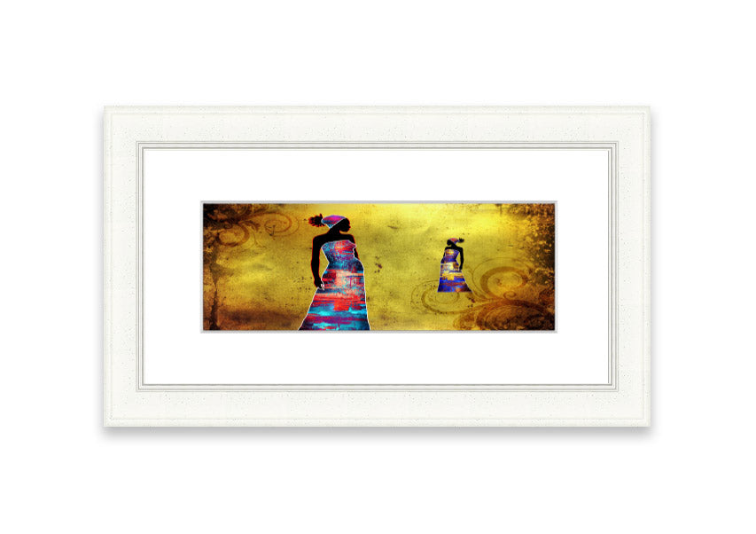 Framed print of African Tribal Art 4, showcasing vibrant colors and intricate designs, ready to hang.