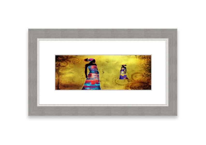 Framed print of African Tribal Art 4, showcasing vibrant colors and intricate designs, ready to hang.