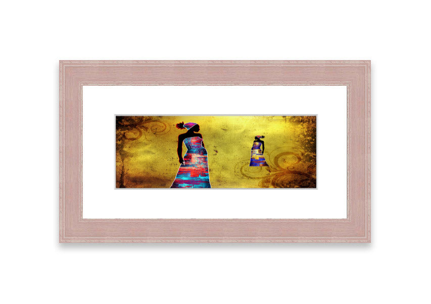 Framed print of African Tribal Art 4, showcasing vibrant colors and intricate designs, ready to hang.