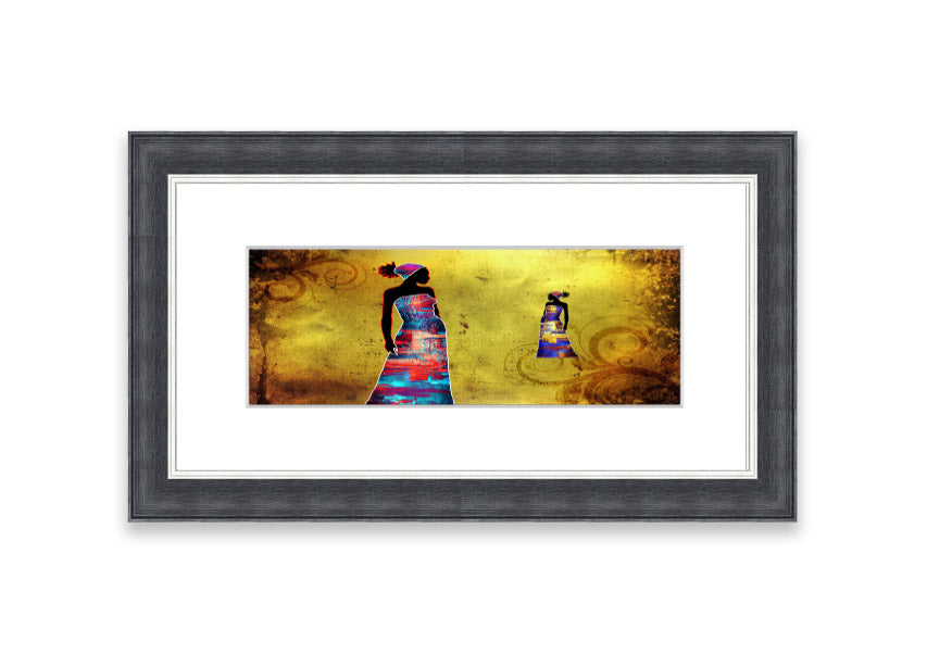 Framed print of African Tribal Art 4, showcasing vibrant colors and intricate designs, ready to hang.