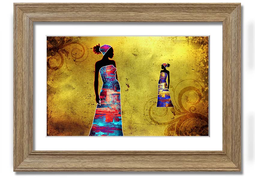 Framed print of African Tribal Art 4, showcasing vibrant colors and intricate designs, ready to hang.