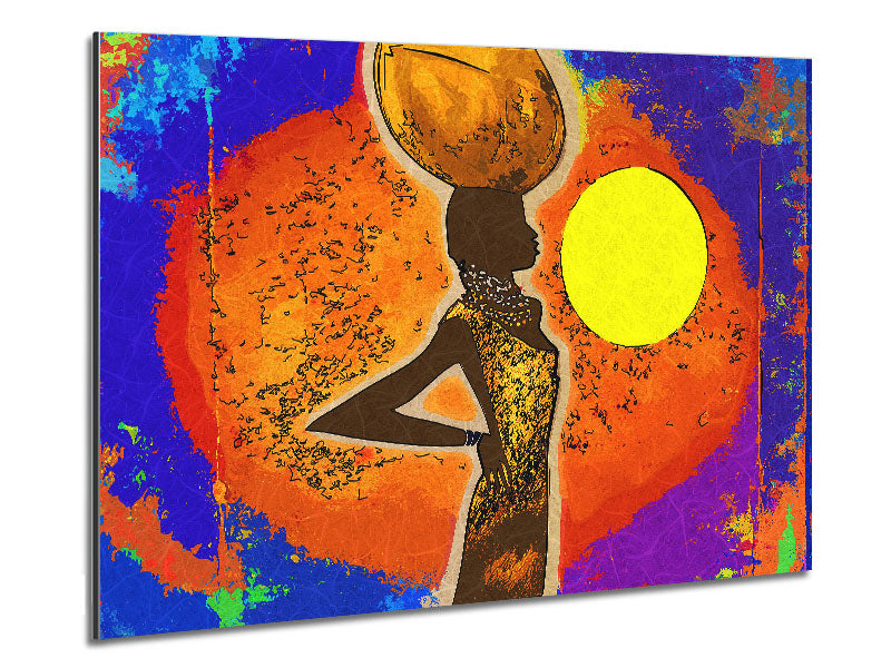 African Tribal Art 5 printed on brushed aluminium dibond, showcasing vibrant colors and intricate tribal designs.