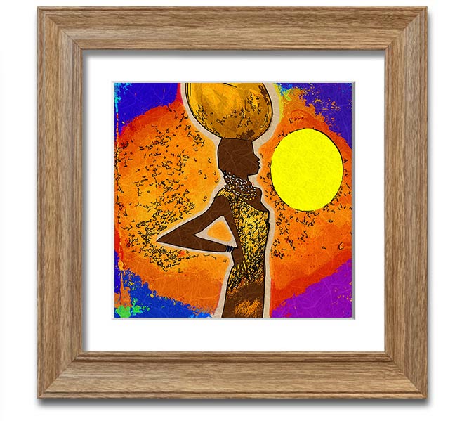 African Tribal Art 5 square framed print showcasing intricate patterns and vibrant colors, available in multiple frame colors.