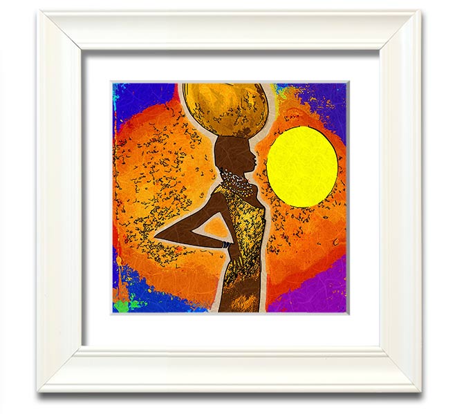 African Tribal Art 5 square framed print showcasing intricate patterns and vibrant colors, available in multiple frame colors.