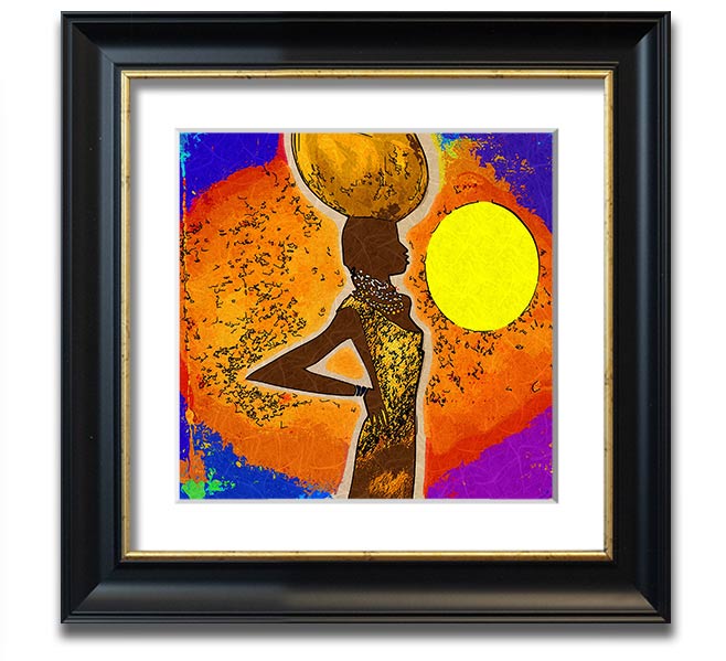 African Tribal Art 5 square framed print showcasing intricate patterns and vibrant colors, available in multiple frame colors.