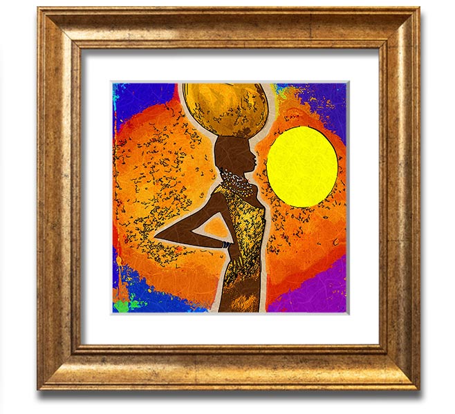 African Tribal Art 5 square framed print showcasing intricate patterns and vibrant colors, available in multiple frame colors.