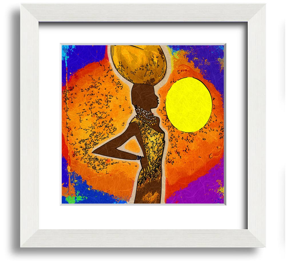 African Tribal Art 5 square framed print showcasing intricate patterns and vibrant colors, available in multiple frame colors.