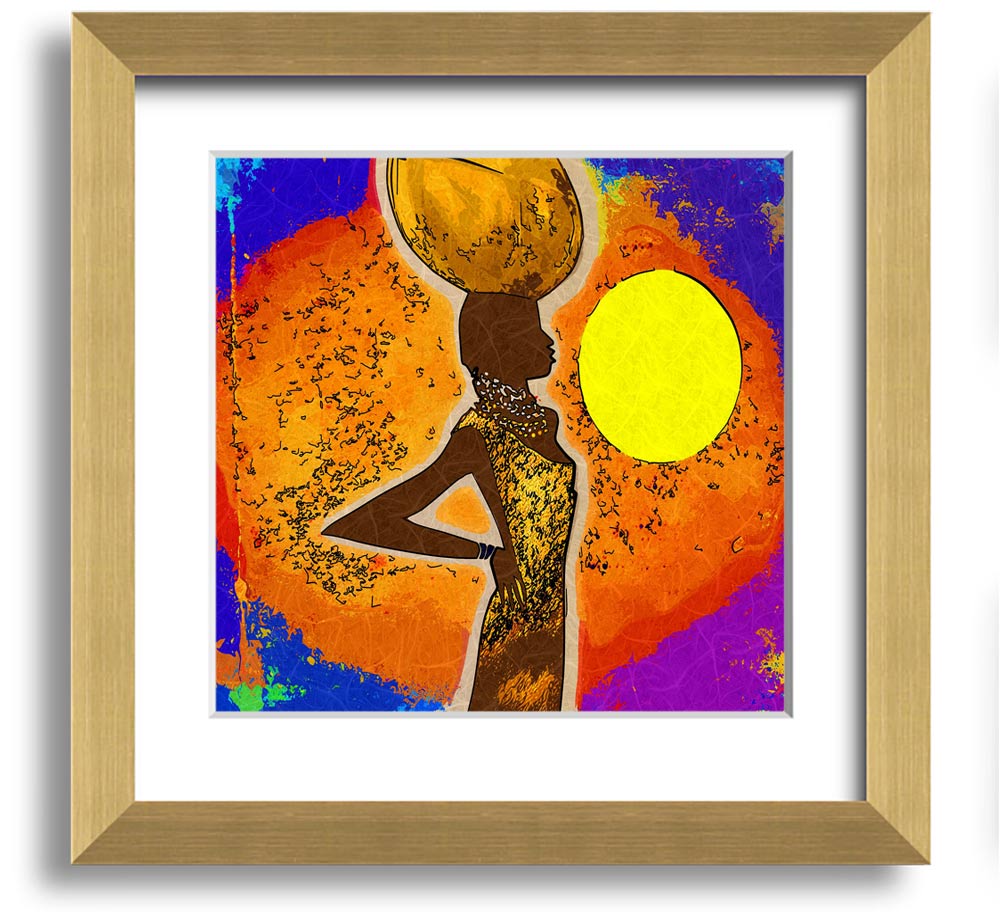 African Tribal Art 5 square framed print showcasing intricate patterns and vibrant colors, available in multiple frame colors.