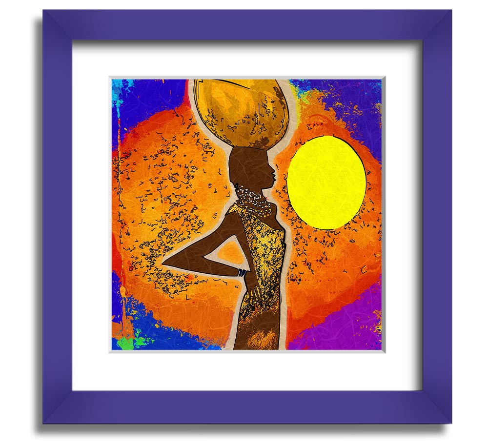 African Tribal Art 5 square framed print showcasing intricate patterns and vibrant colors, available in multiple frame colors.