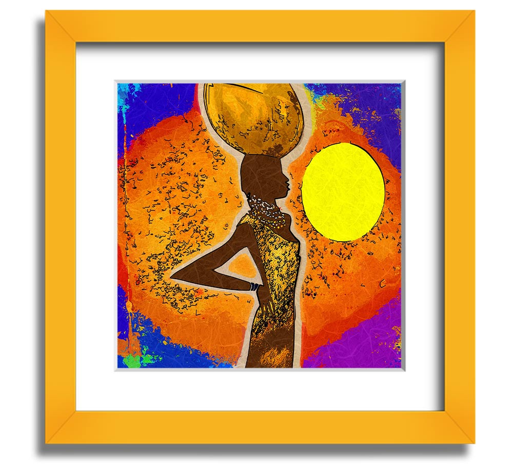 African Tribal Art 5 square framed print showcasing intricate patterns and vibrant colors, available in multiple frame colors.