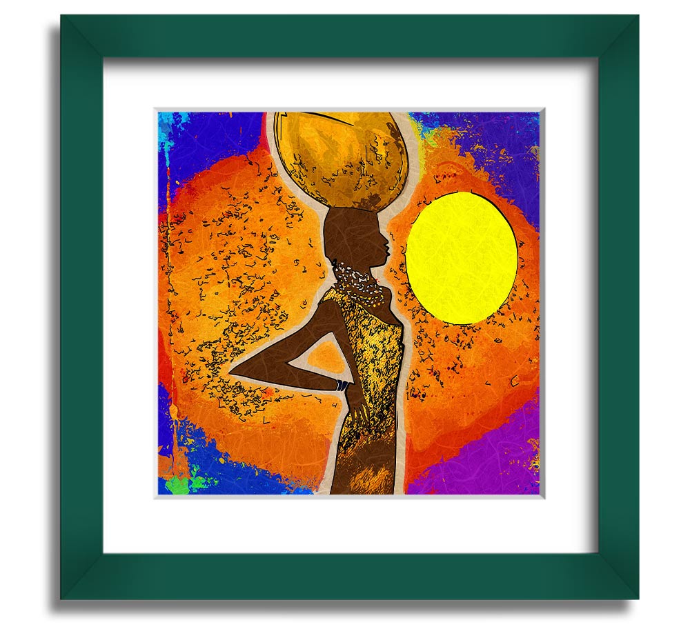 African Tribal Art 5 square framed print showcasing intricate patterns and vibrant colors, available in multiple frame colors.