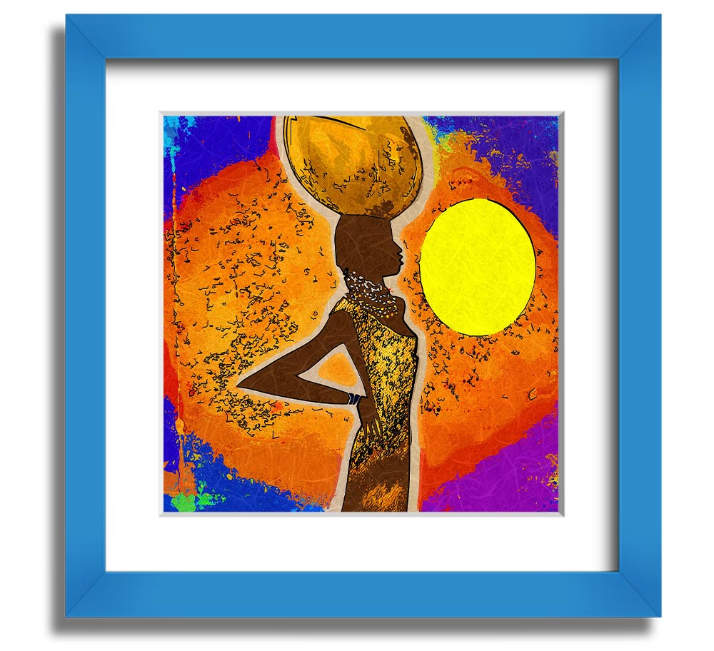 African Tribal Art 5 square framed print showcasing intricate patterns and vibrant colors, available in multiple frame colors.