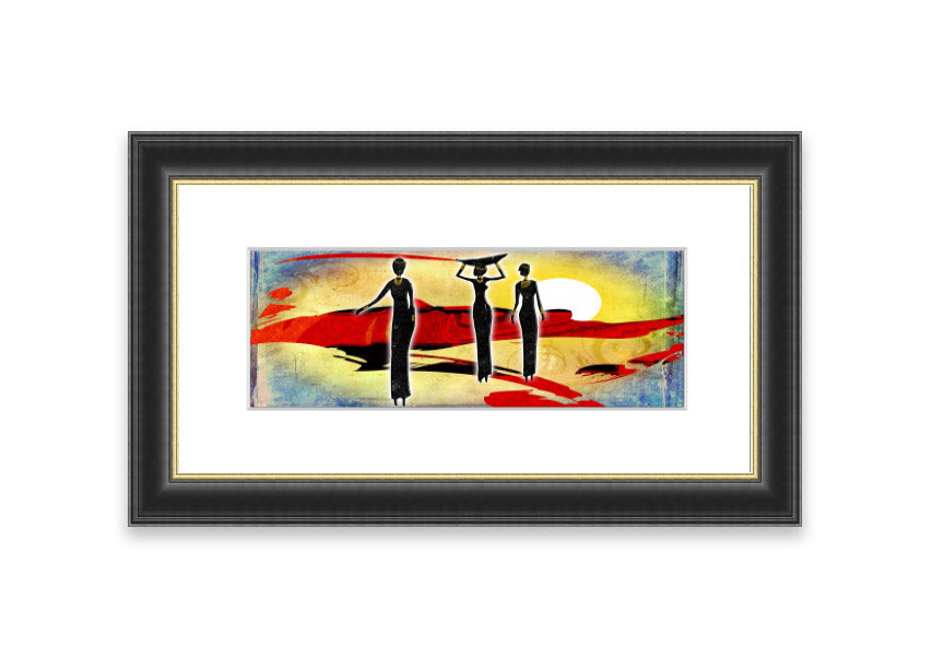 Framed print of African Tribal Art 6 featuring vibrant colors and intricate tribal designs, ready to hang.