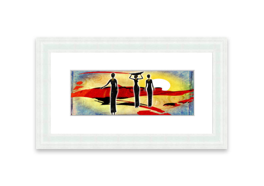 Framed print of African Tribal Art 6 featuring vibrant colors and intricate tribal designs, ready to hang.