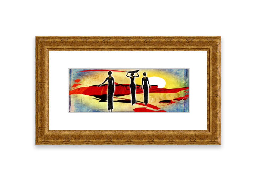 Framed print of African Tribal Art 6 featuring vibrant colors and intricate tribal designs, ready to hang.