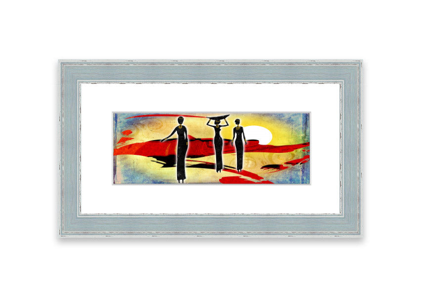 Framed print of African Tribal Art 6 featuring vibrant colors and intricate tribal designs, ready to hang.