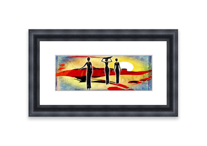 Framed print of African Tribal Art 6 featuring vibrant colors and intricate tribal designs, ready to hang.