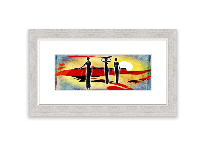 Framed print of African Tribal Art 6 featuring vibrant colors and intricate tribal designs, ready to hang.