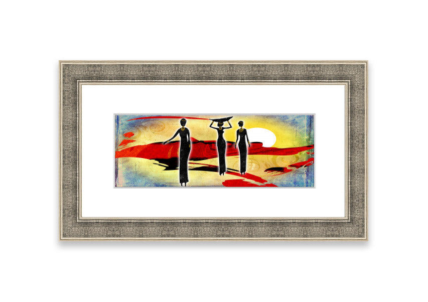 Framed print of African Tribal Art 6 featuring vibrant colors and intricate tribal designs, ready to hang.