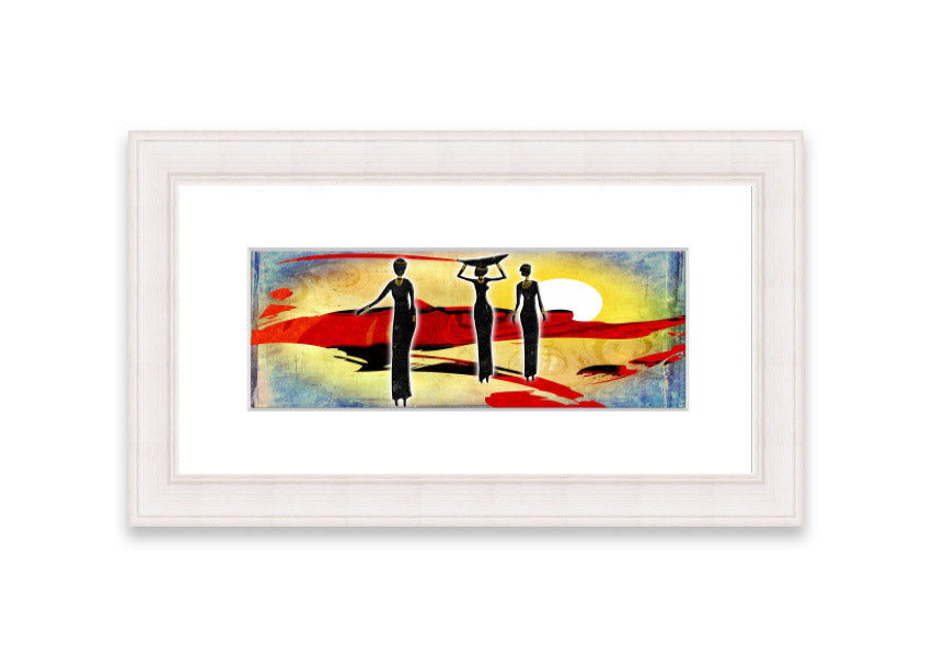 Framed print of African Tribal Art 6 featuring vibrant colors and intricate tribal designs, ready to hang.