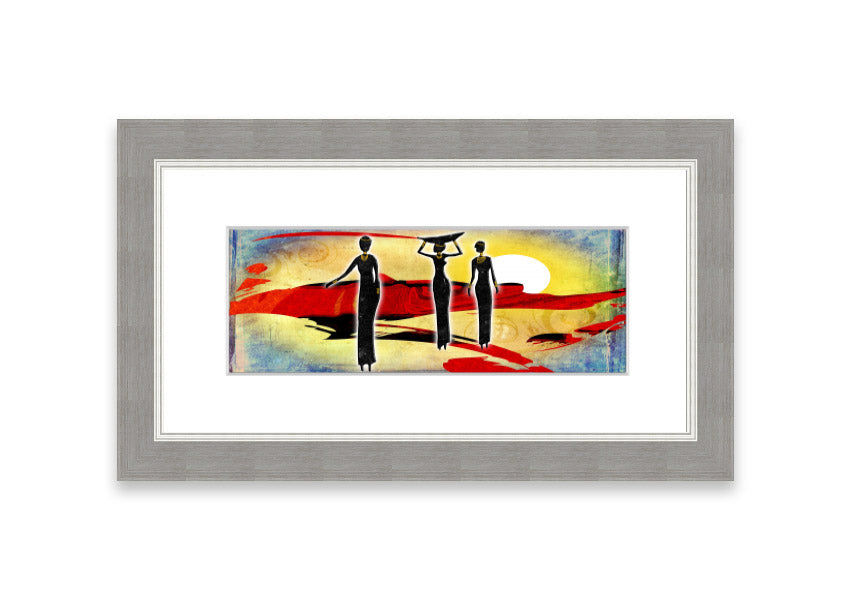 Framed print of African Tribal Art 6 featuring vibrant colors and intricate tribal designs, ready to hang.