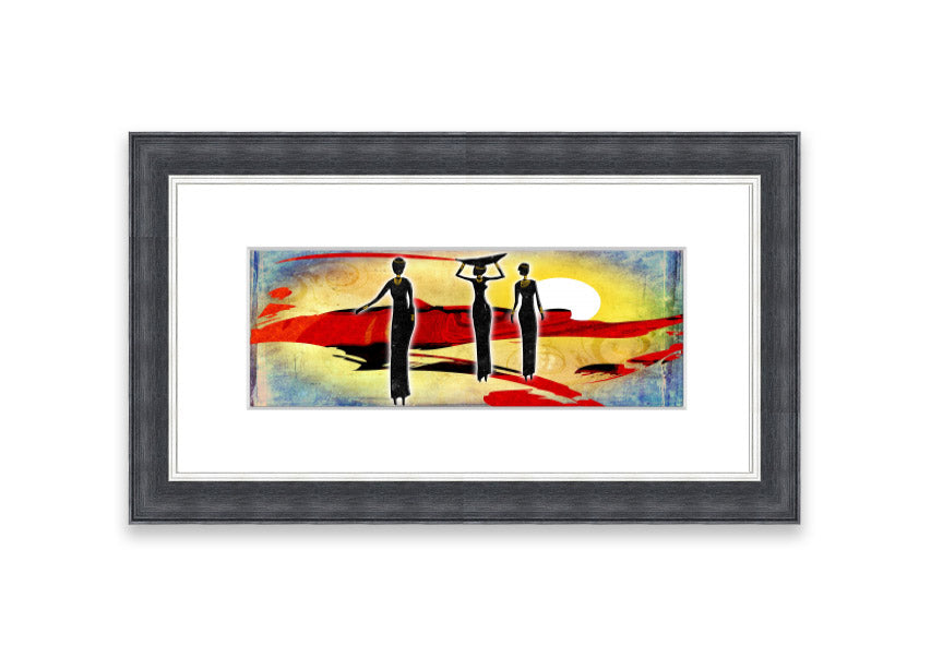 Framed print of African Tribal Art 6 featuring vibrant colors and intricate tribal designs, ready to hang.