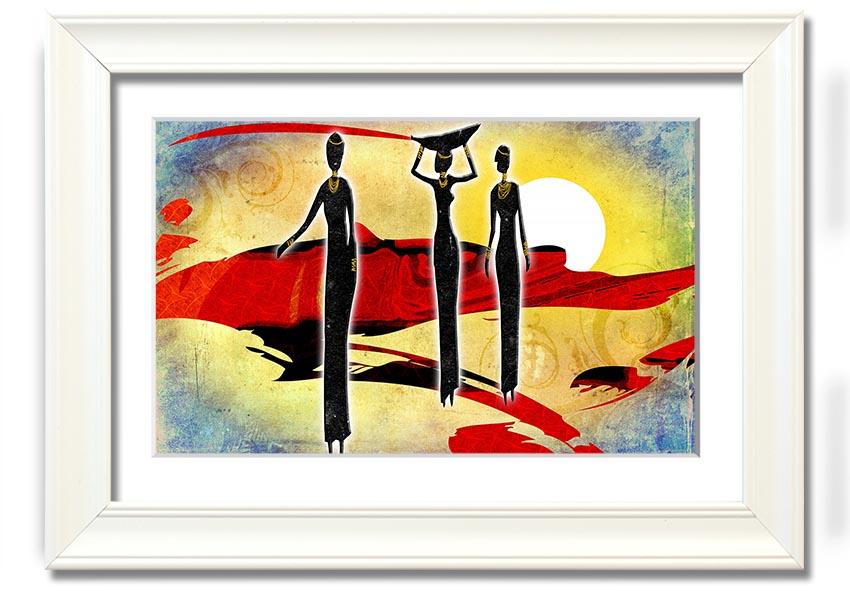 Framed print of African Tribal Art 6, showcasing vibrant colors and intricate designs, ready to hang.