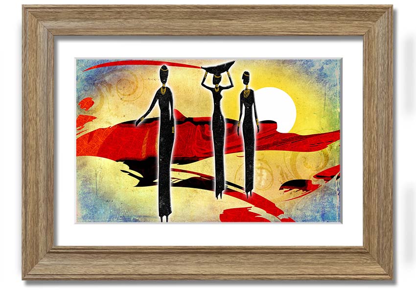 Framed print of African Tribal Art 6, showcasing vibrant colors and intricate designs, ready to hang.