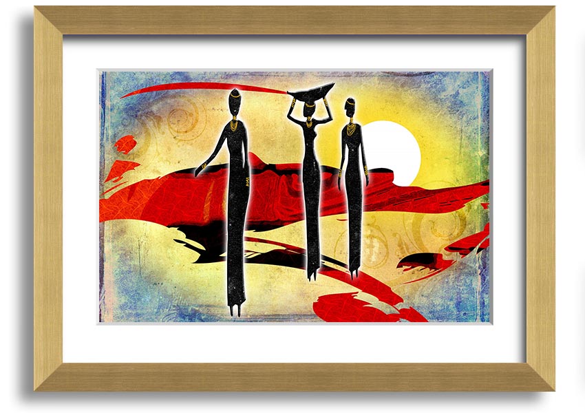 Framed print of African Tribal Art 6, showcasing vibrant colors and intricate designs, ready to hang.