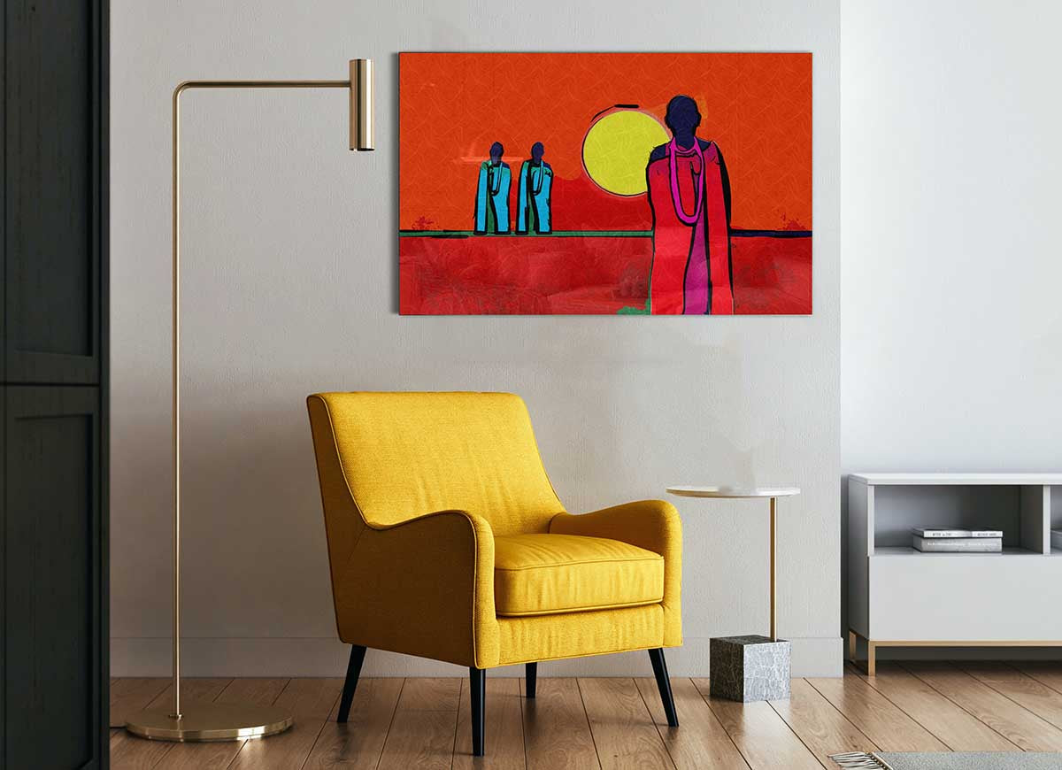 A vibrant African Tribal Art 7 glass print showcasing intricate tribal designs and colors, perfect for modern home decor.