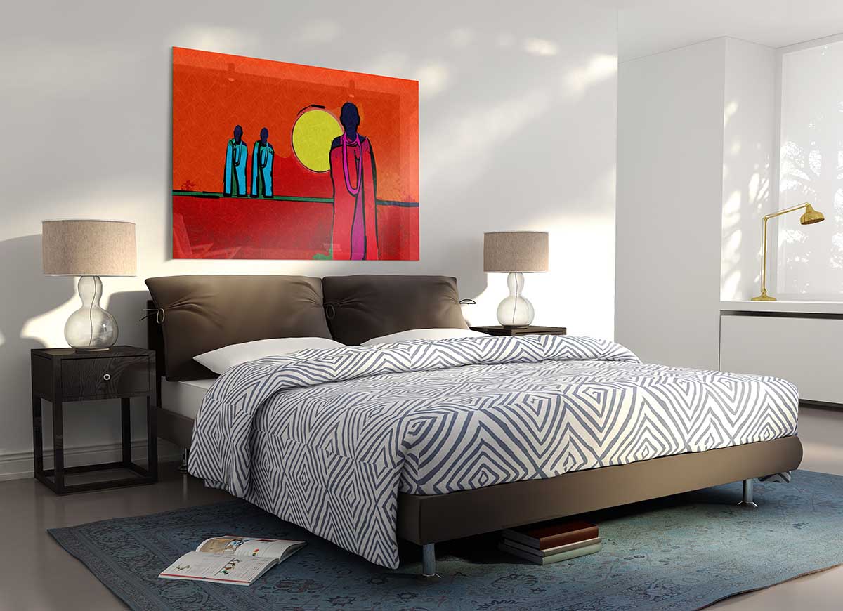 A vibrant African Tribal Art 7 glass print showcasing intricate tribal designs and colors, perfect for modern home decor.