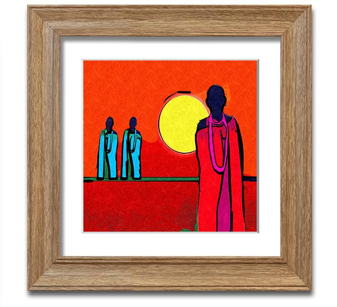 African Tribal Art 7 square framed print showcasing vibrant colors and intricate patterns, ready to hang.